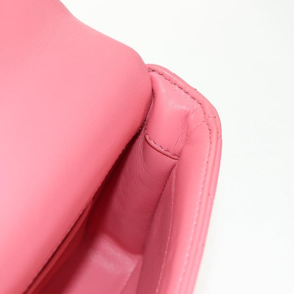 CHANEL Mini Matelasse 17 Single Flap Chain Lamb Skin Pink AS3114 CC Auth 144652M