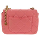 CHANEL Mini Matelasse 17 Single Flap Chain Lamb Skin Pink AS3114 CC Auth 144652M-2