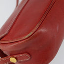 LOEWE Anagram Shoulder Bag Leather Red Gold Auth 144660-9