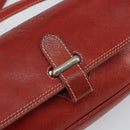 LOEWE Anagram Shoulder Bag Leather Red Gold Auth 144660-18