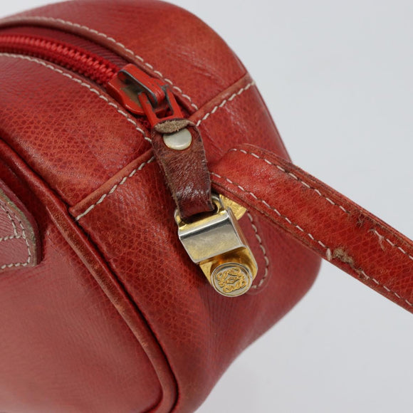 LOEWE Anagram Shoulder Bag Leather Red Gold Auth 144660