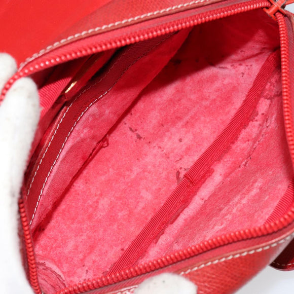 LOEWE Anagram Shoulder Bag Leather Red Gold Auth 144660