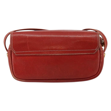 LOEWE Anagram Shoulder Bag Leather Red Gold Auth 144660 - 0