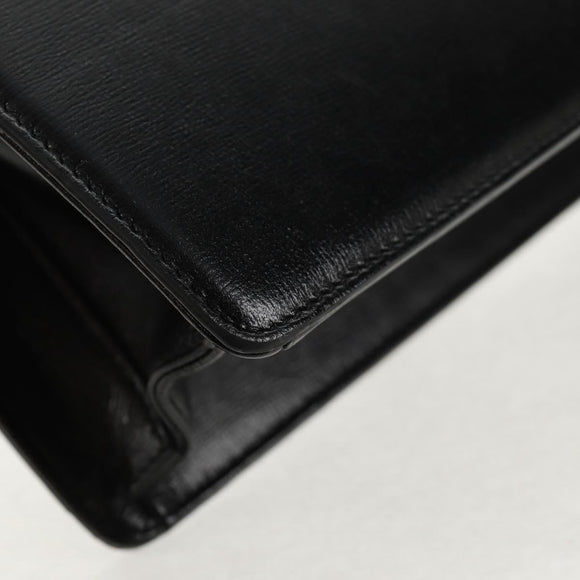 GUCCI GG Logo Shoulder Bag Leather Black Gold 589471 Auth 144672M