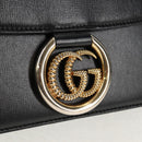 GUCCI GG Logo Shoulder Bag Leather Black Gold 589471 Auth 144672M-19