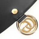 GUCCI GG Logo Shoulder Bag Leather Black Gold 589471 Auth 144672M-21