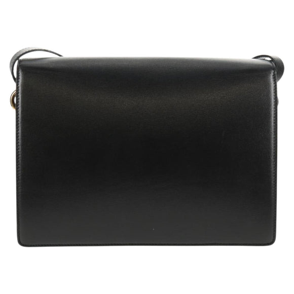 GUCCI GG Logo Shoulder Bag Leather Black Gold 589471 Auth 144672M