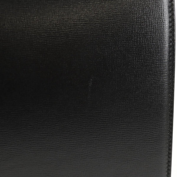 GUCCI GG Logo Shoulder Bag Leather Black Gold 589471 Auth 144672M