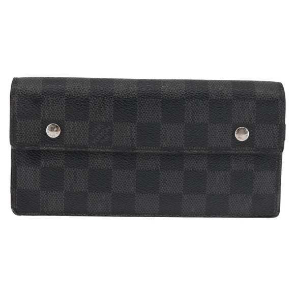 LOUIS VUITTON Damier Graphite Portefeuille Accordion Wallet N60023 Auth 144679