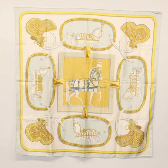 HERMES Carre 90 Scarf ""GRAND APPARAT"" Silk Light Blue Auth 144681