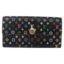 LOUIS VUITTON Multicolor Portefeiulle Sarah Wallet Black M60668 LV Auth 144715-13