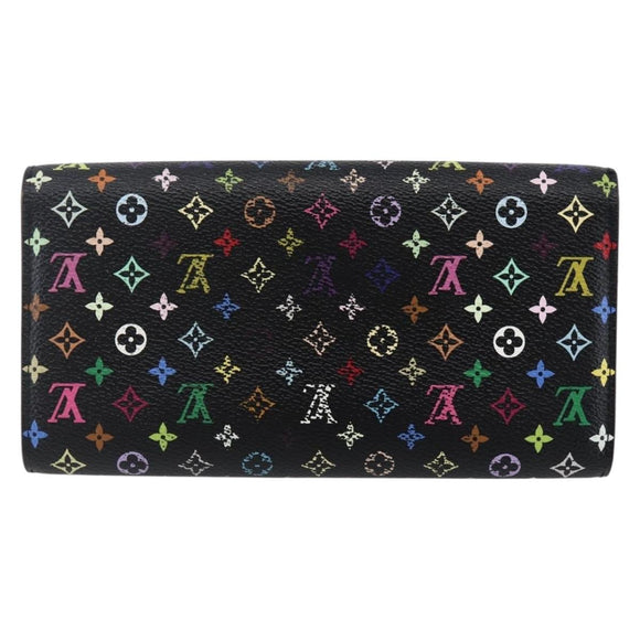 LOUIS VUITTON Multicolor Portefeiulle Sarah Wallet Black M60668 LV Auth 144715