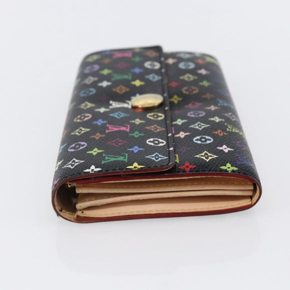 LOUIS VUITTON Multicolor Portefeiulle Sarah Wallet Black M60668 LV Auth 144715