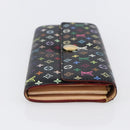 LOUIS VUITTON Multicolor Portefeiulle Sarah Wallet Black M60668 LV Auth 144715-4
