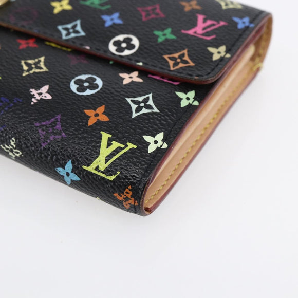 LOUIS VUITTON Multicolor Portefeiulle Sarah Wallet Black M60668 LV Auth 144715