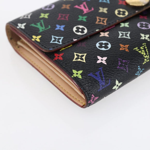 LOUIS VUITTON Multicolor Portefeiulle Sarah Wallet Black M60668 LV Auth 144715