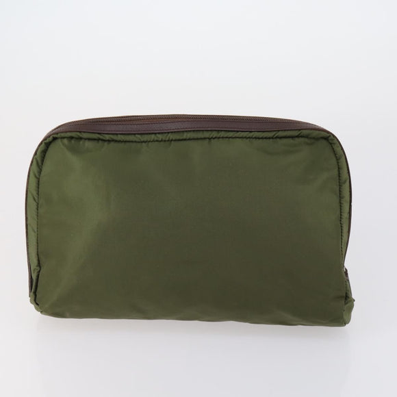 PRADA Pouch Bag Nylon 3 Set Green Khaki Light green Auth 144723