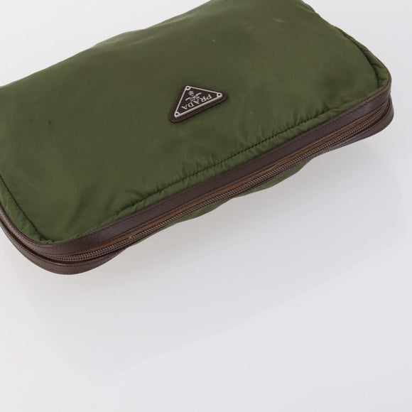 PRADA Pouch Bag Nylon 3 Set Green Khaki Light green Auth 144723