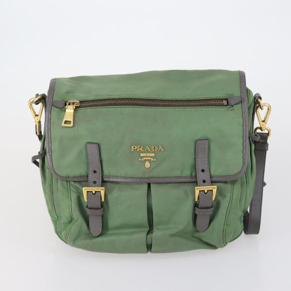 PRADA Pouch Bag Nylon 3 Set Green Khaki Light green Auth 144723