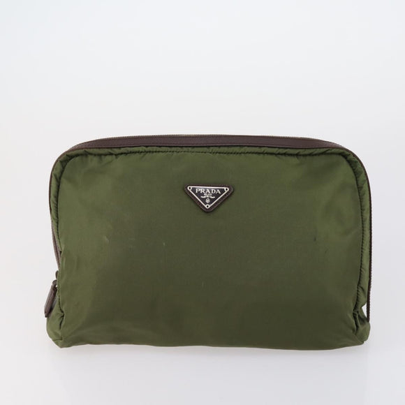 PRADA Pouch Bag Nylon 3 Set Green Khaki Light green Auth 144723