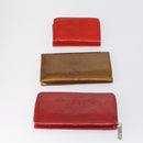 LOUIS VUITTON Epi Vernis Taiga Wallet 7 Set Red Black Brown LV Auth 144728-15