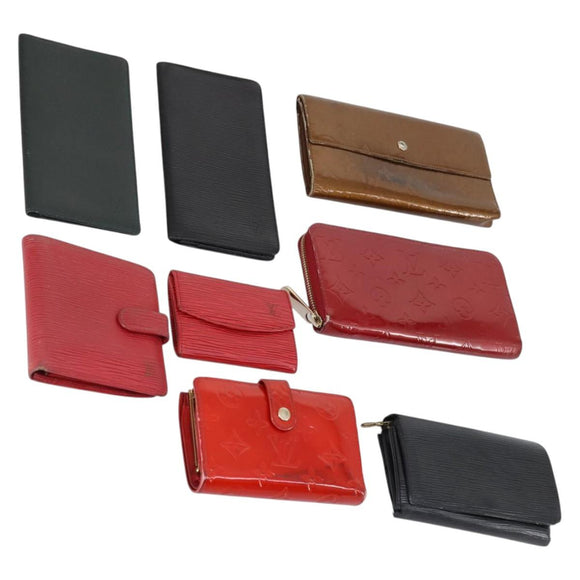 LOUIS VUITTON Epi Vernis Taiga Wallet 7 Set Red Black Brown LV Auth 144728