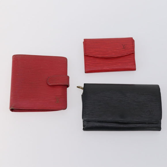 LOUIS VUITTON Epi Vernis Taiga Wallet 7 Set Red Black Brown LV Auth 144728