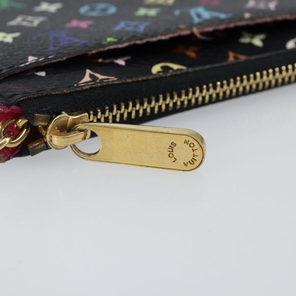 LOUIS VUITTON Multicolor Pochette ClesNM Coin Purse Black M60279 LV Auth 144771