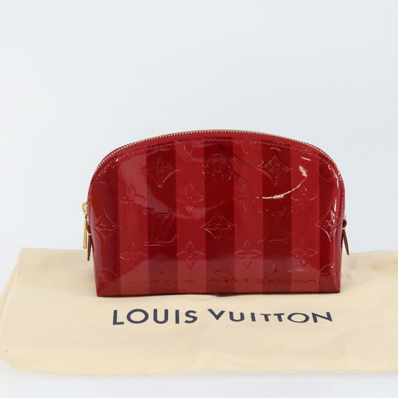 LOUIS VUITTON Vernis Rayure Pochette Cosmetic Pomme D'amour M91721 Auth 144780