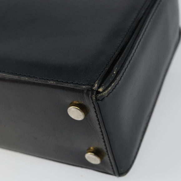 CELINE Hand Bag Leather Black Gold Auth 144782