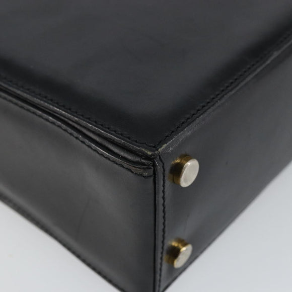 CELINE Hand Bag Leather Black Gold Auth 144782