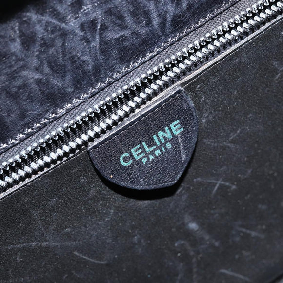 CELINE Hand Bag Leather Black Gold Auth 144782