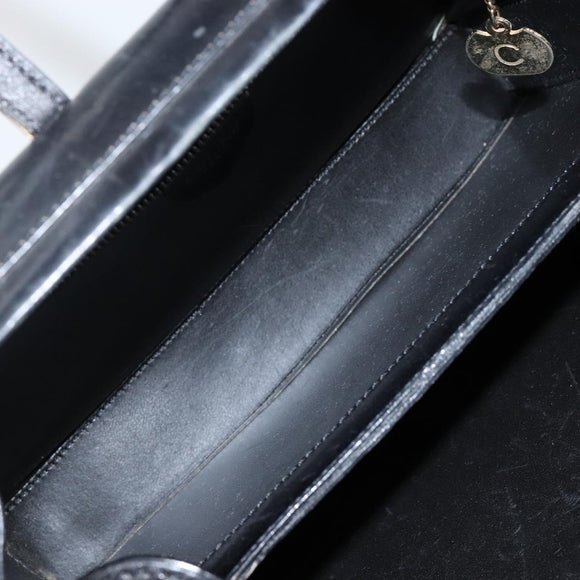 CELINE Hand Bag Leather Black Gold Auth 144782