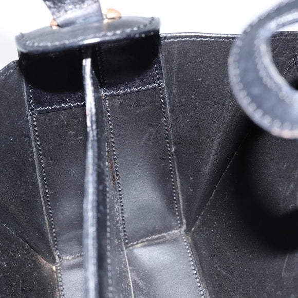 CELINE Hand Bag Leather Black Gold Auth 144782