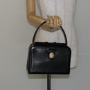 CELINE Hand Bag Leather Black Gold Auth 144782-22