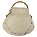GUCCI Bamboo GG Canvas Guccissima Hand Bag Leather 2way Beige Gold Auth 144806-1