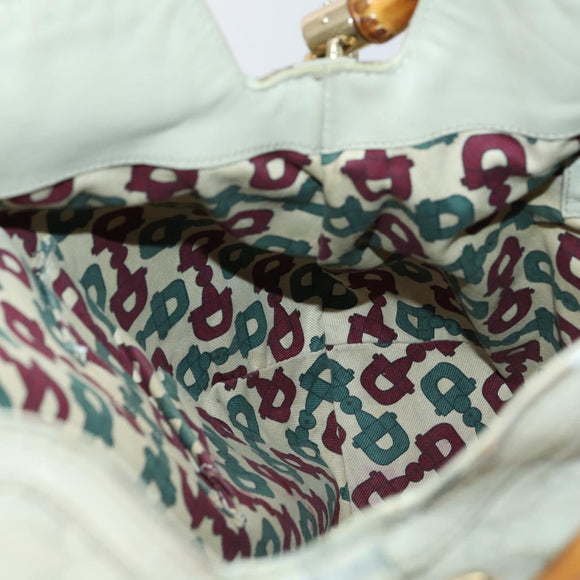 GUCCI Bamboo GG Canvas Guccissima Hand Bag Leather 2way Beige Gold Auth 144806