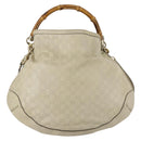 GUCCI Bamboo GG Canvas Guccissima Hand Bag Leather 2way Beige Gold Auth 144806-13