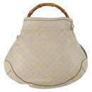GUCCI Bamboo GG Canvas Guccissima Hand Bag Leather 2way Beige Gold Auth 144806-2