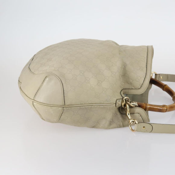 GUCCI Bamboo GG Canvas Guccissima Hand Bag Leather 2way Beige Gold Auth 144806