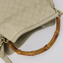 GUCCI Bamboo GG Canvas Guccissima Hand Bag Leather 2way Beige Gold Auth 144806-6