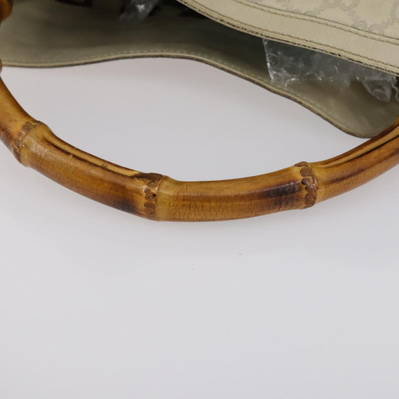 GUCCI Bamboo GG Canvas Guccissima Hand Bag Leather 2way Beige Gold Auth 144806