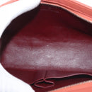 CHANEL Matelasse Pouch Lamb Skin Orange Silver CC Auth 144810-10