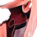 CHANEL Matelasse Pouch Lamb Skin Orange Silver CC Auth 144810-11