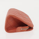 CHANEL Matelasse Pouch Lamb Skin Orange Silver CC Auth 144810-3