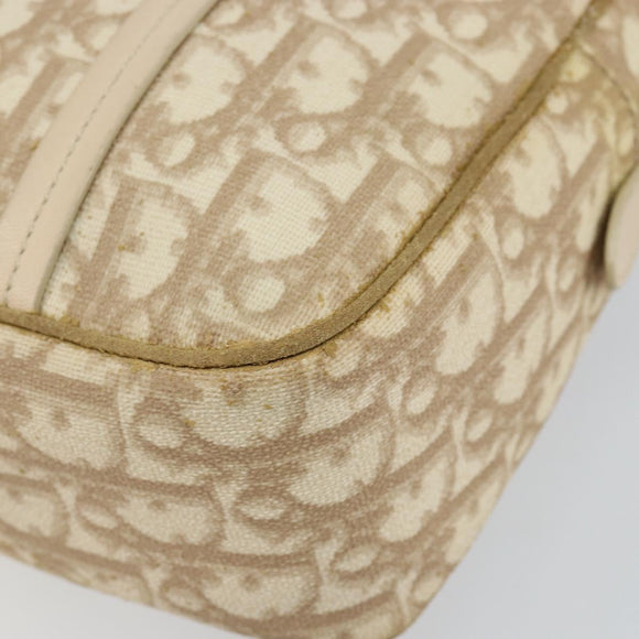 Christian Dior Trotter Canvas Romantic Chain Hand Bag PVC Beige Auth 144811