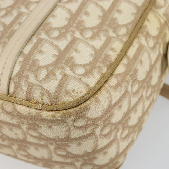 Christian Dior Trotter Canvas Romantic Chain Hand Bag PVC Beige Auth 144811