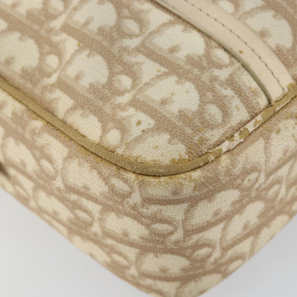 Christian Dior Trotter Canvas Romantic Chain Hand Bag PVC Beige Auth 144811