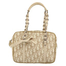 Christian Dior Trotter Canvas Romantic Chain Hand Bag PVC Beige Auth 144811-13