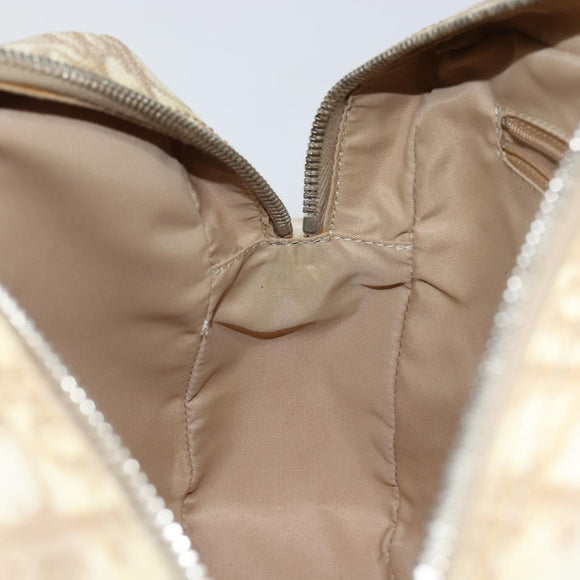 Christian Dior Trotter Canvas Romantic Chain Hand Bag PVC Beige Auth 144811